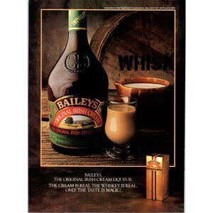 1981 Baileys Irish Cream Liqueur Whiskey Barrel Bucket Vintage Print Ad Wall Art